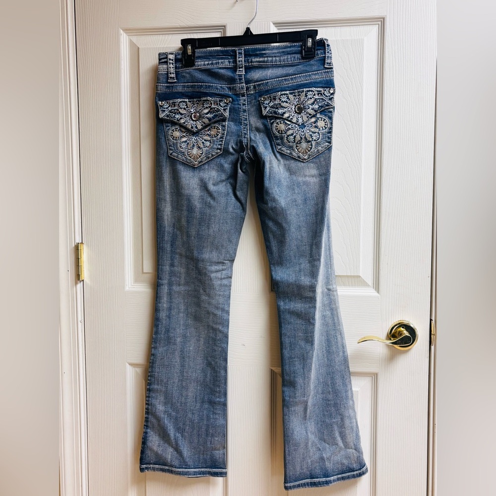 Paisley Sky Blue Flare Jeans with Embroidery